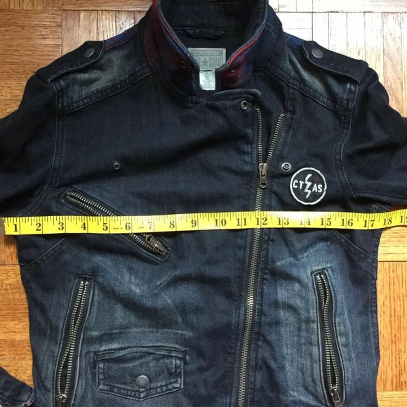 Converse Blue Denim Motorcyle Jean Jacket S - Picture 5 of 8
